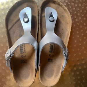 Birkenstock gizeh silver birko-flor thong sandals